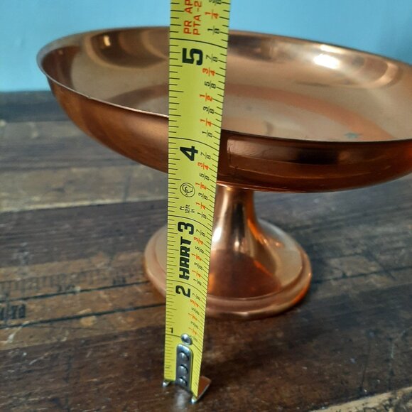 Vtg Shallow Copper Pedestal Catch-all Trinket Dish 6" Boho Farmhouse Whimsygoth - Picture 6 of 6